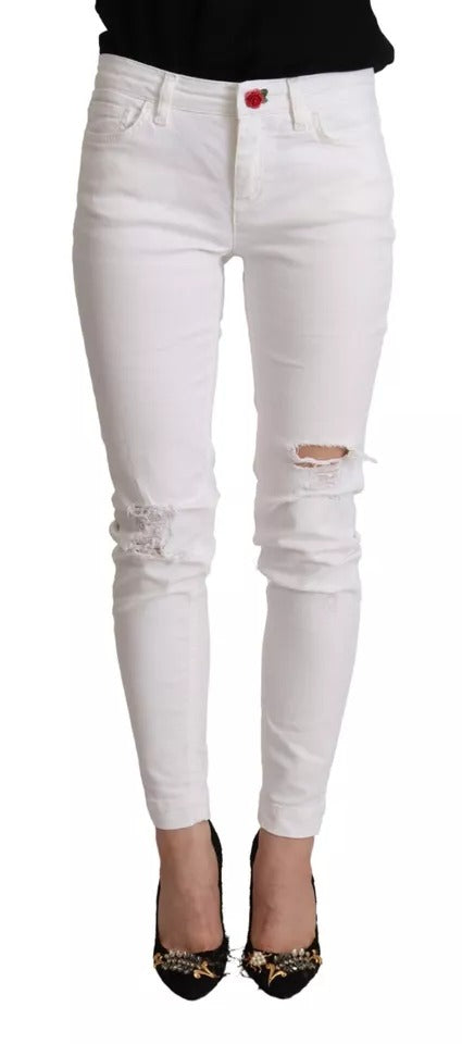 White Cotton Denim Pretty Slim Fit Jeans