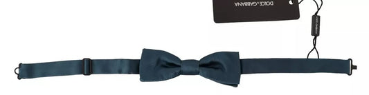 Blue 100% Silk Adjustable Neck Bow Tie Mens