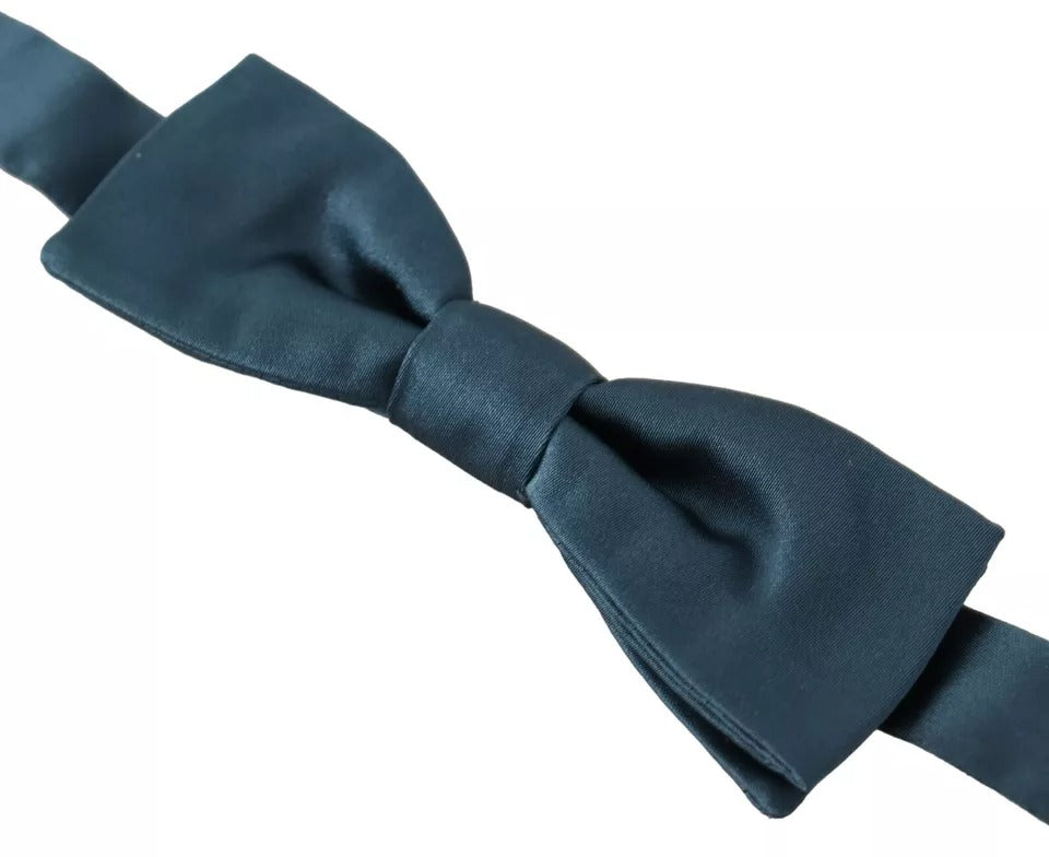 Blue 100% Silk Adjustable Neck Bow Tie Mens