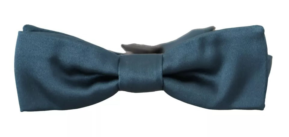 Blue 100% Silk Adjustable Neck Bow Tie Mens