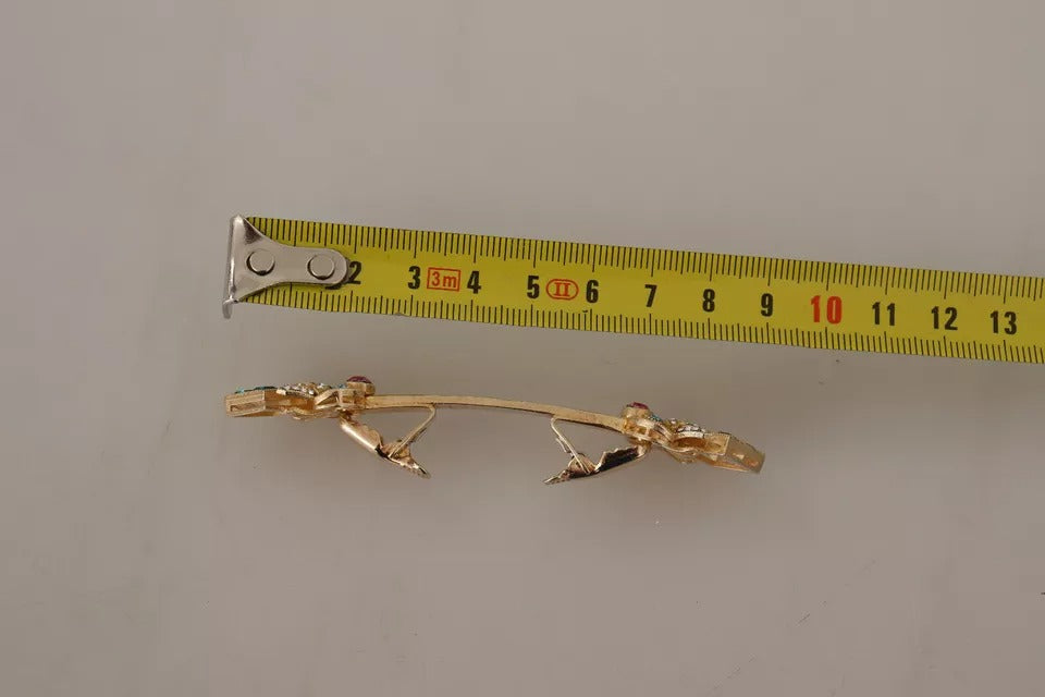 Gold Plated 925 Sterling Silver Crystal Collar Stop Brooch