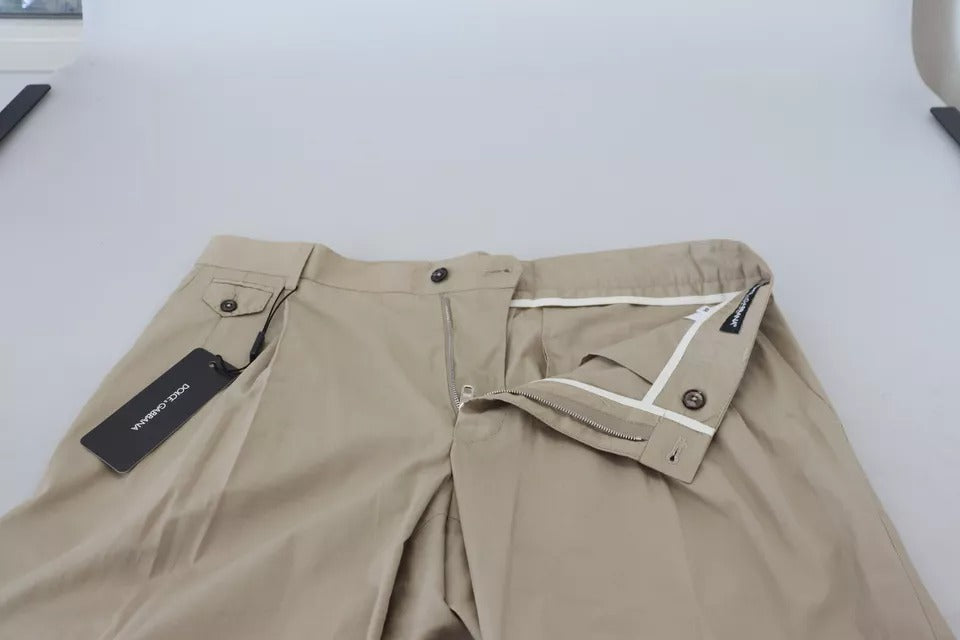 Beige Cotton Chino Men Formal Pants