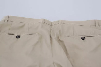 Beige Cotton Chino Men Formal Pants