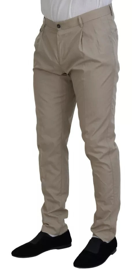 Beige Cotton Chino Men Formal Pants