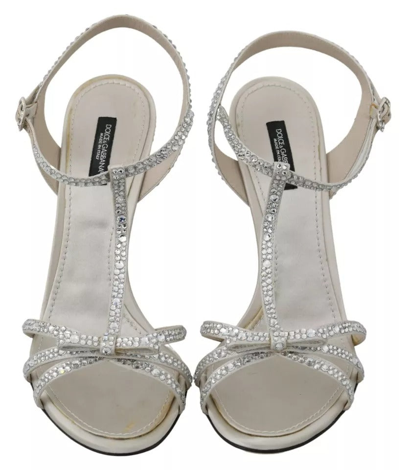 Silver Crystals Ankle Strap Sandals Shoes