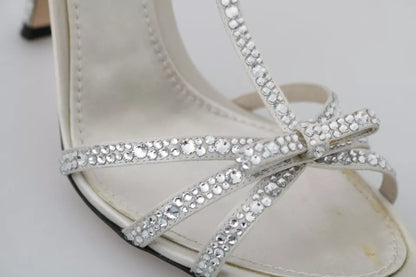 Silver Crystals Ankle Strap Sandals Shoes