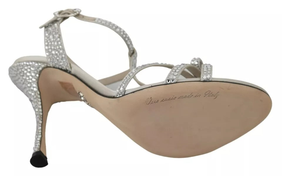 Silver Crystals Ankle Strap Sandals Shoes