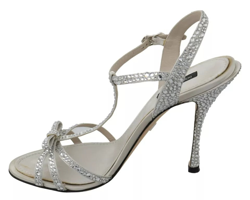 Silver Crystals Ankle Strap Sandals Shoes