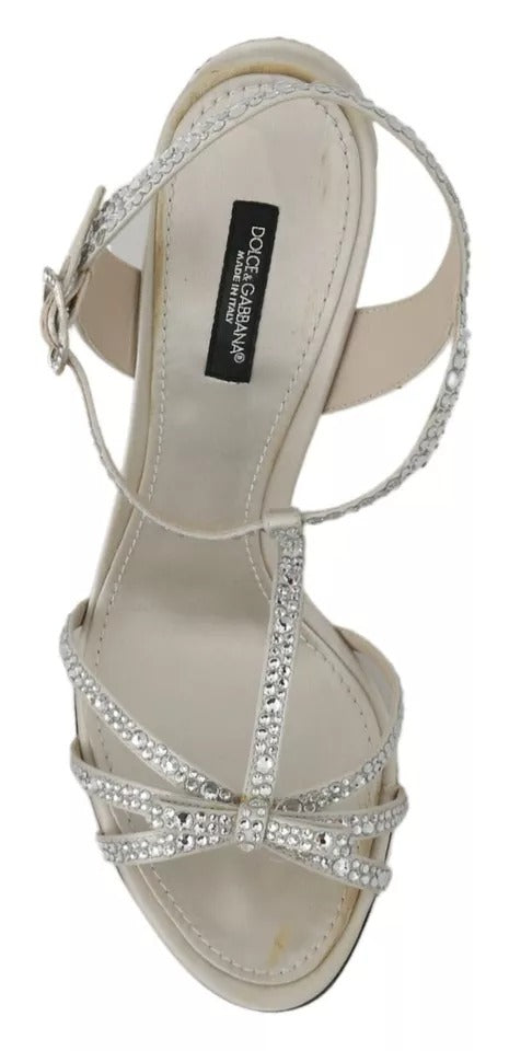 Silver Crystals Ankle Strap Sandals Shoes