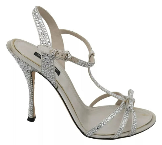 Silver Crystals Ankle Strap Sandals Shoes