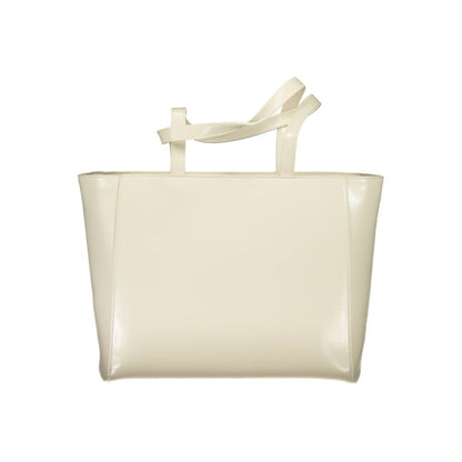 Beige Polyethylene Women Handbag