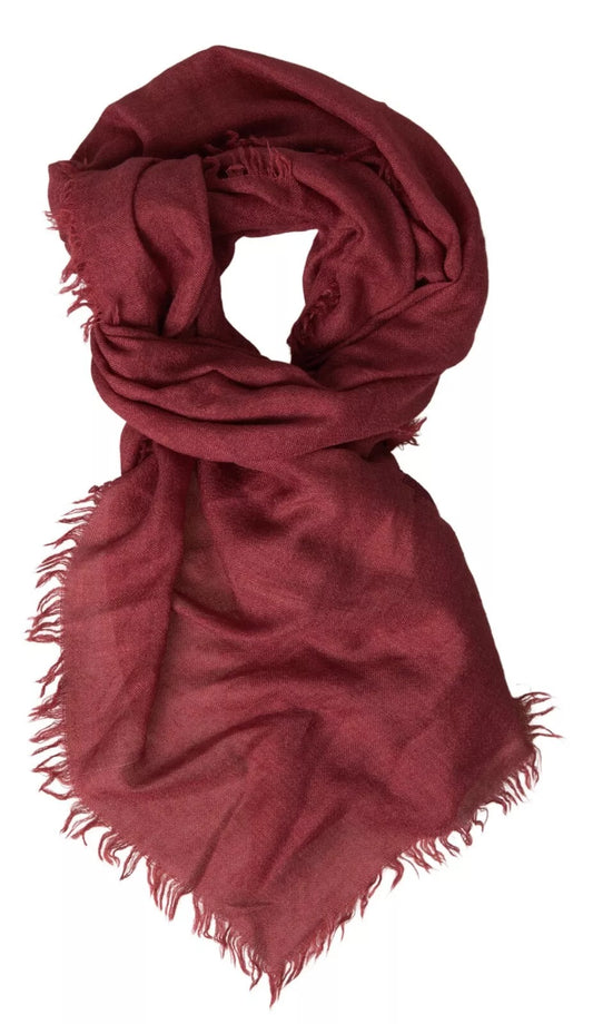 Maroon Cashmere Knit Wrap Shawl Fringe Scarf