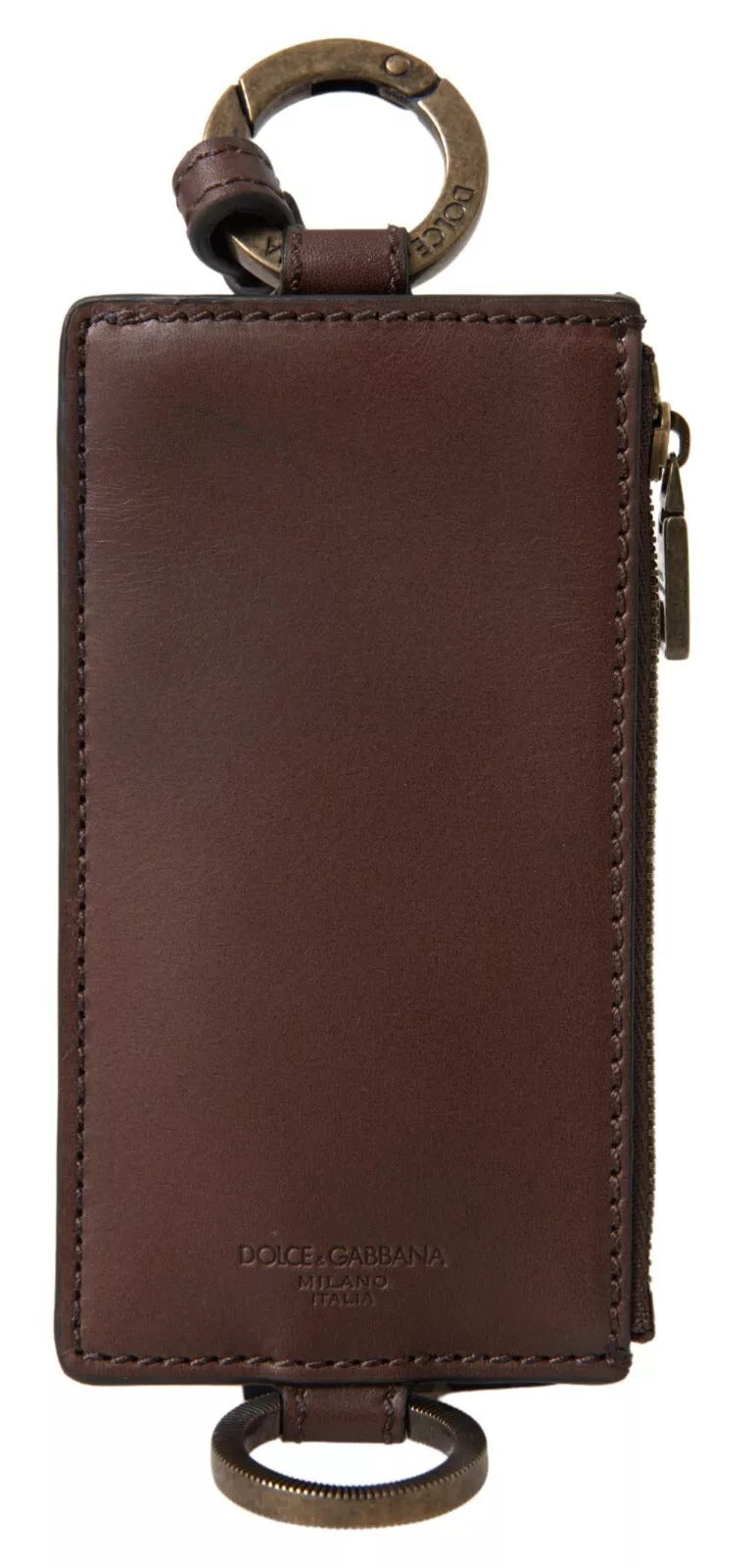 Brown Leather Lanyard Logo Card Holder Men Wallet