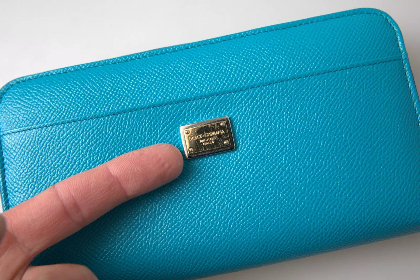 Wallet Light Blue LOVE Leather Zip Around Continental