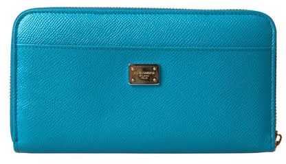 Wallet Light Blue LOVE Leather Zip Around Continental