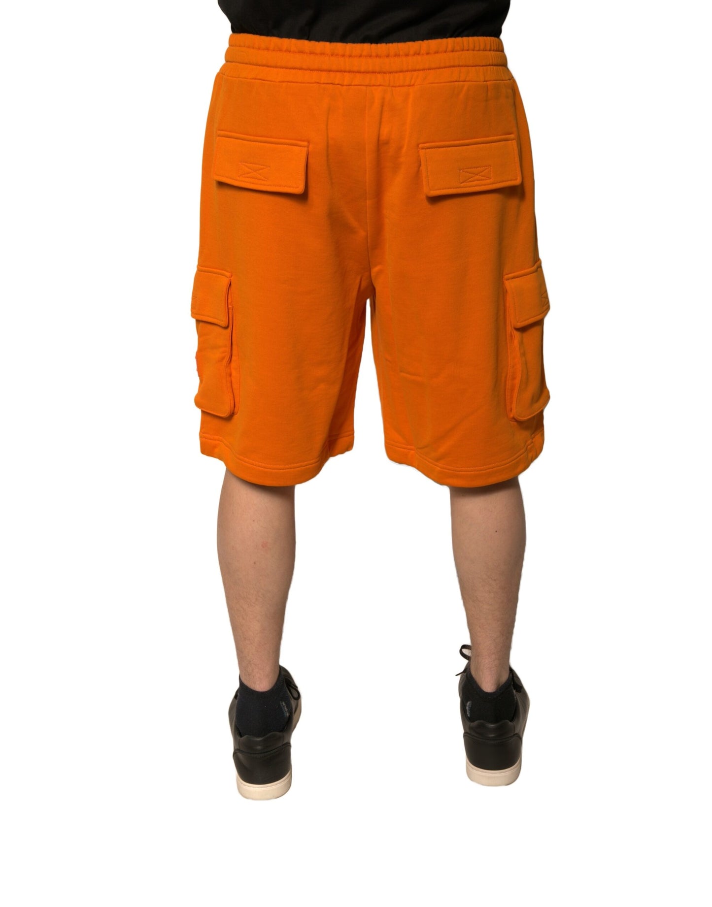 Orange Cotton Men Casual Cargo Bermuda Shorts