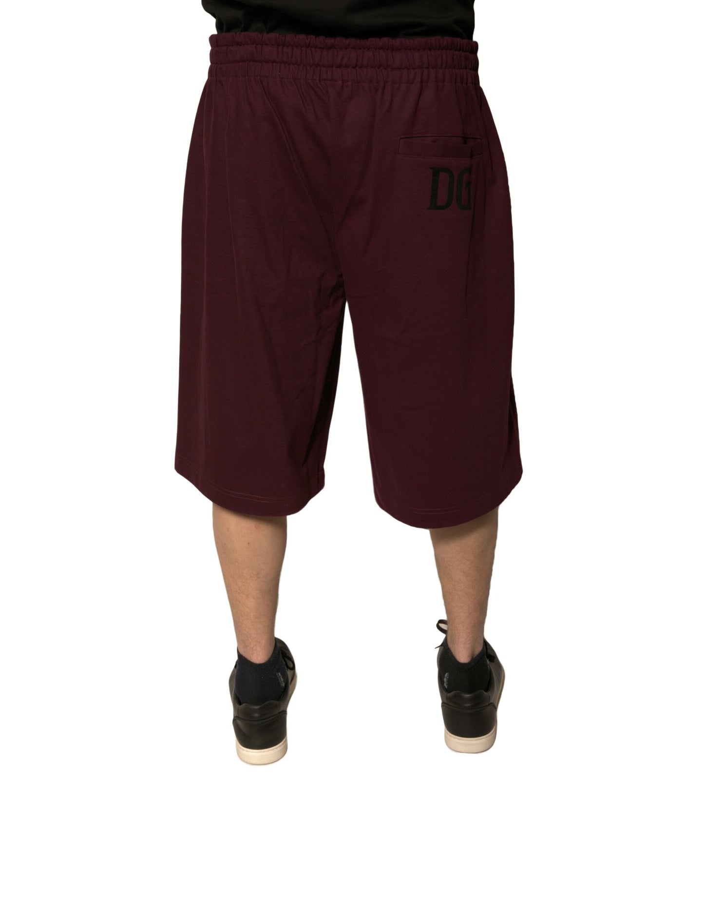 Maroon Cotton Mid Waist Bermuda Shorts