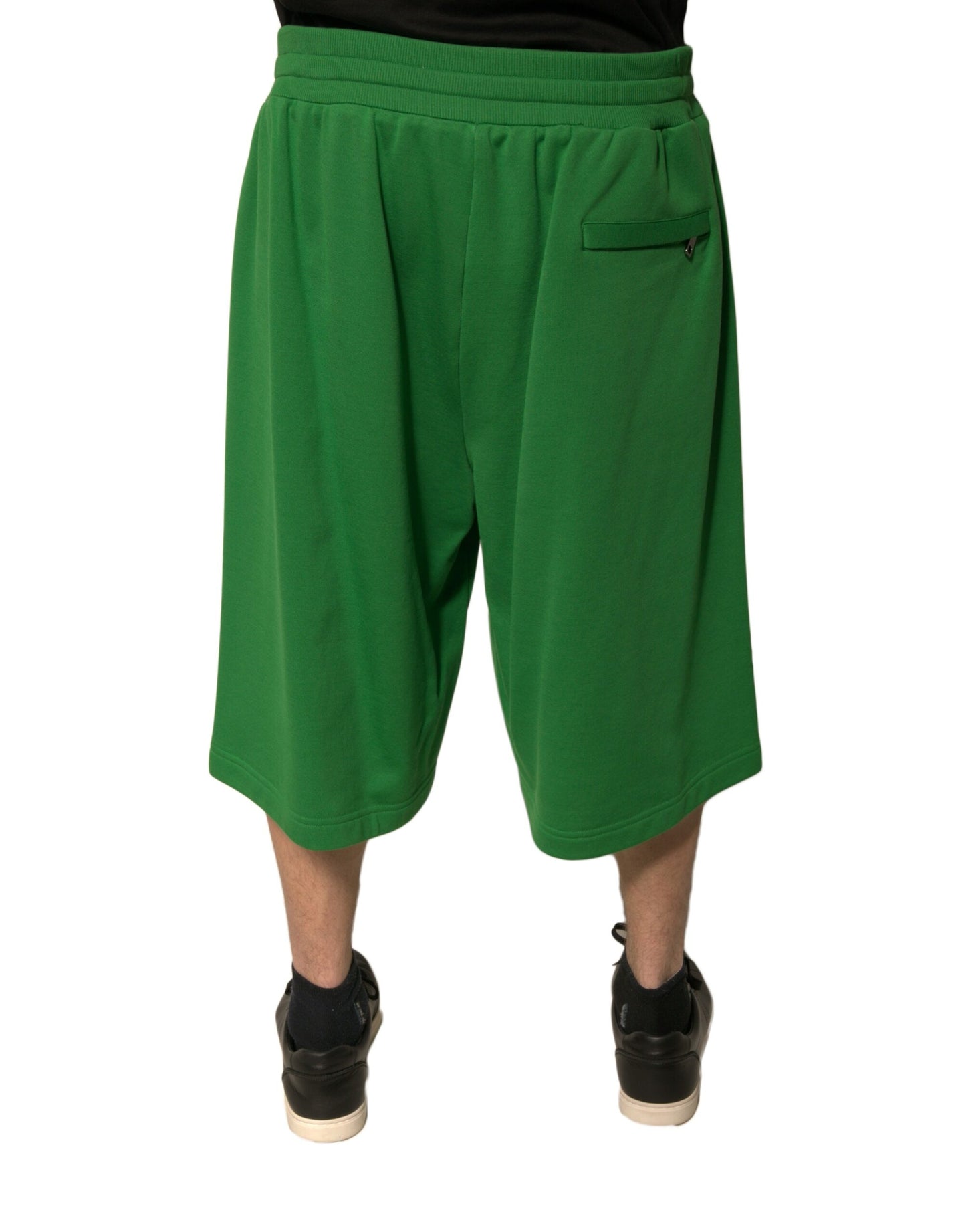 Green Cotton Blend Men Bermuda Shorts