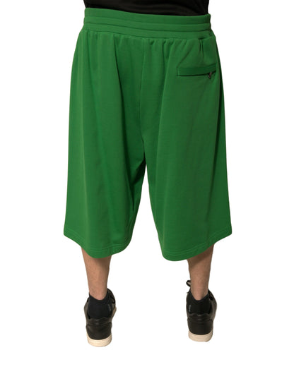 Green Cotton Blend Men Bermuda Shorts