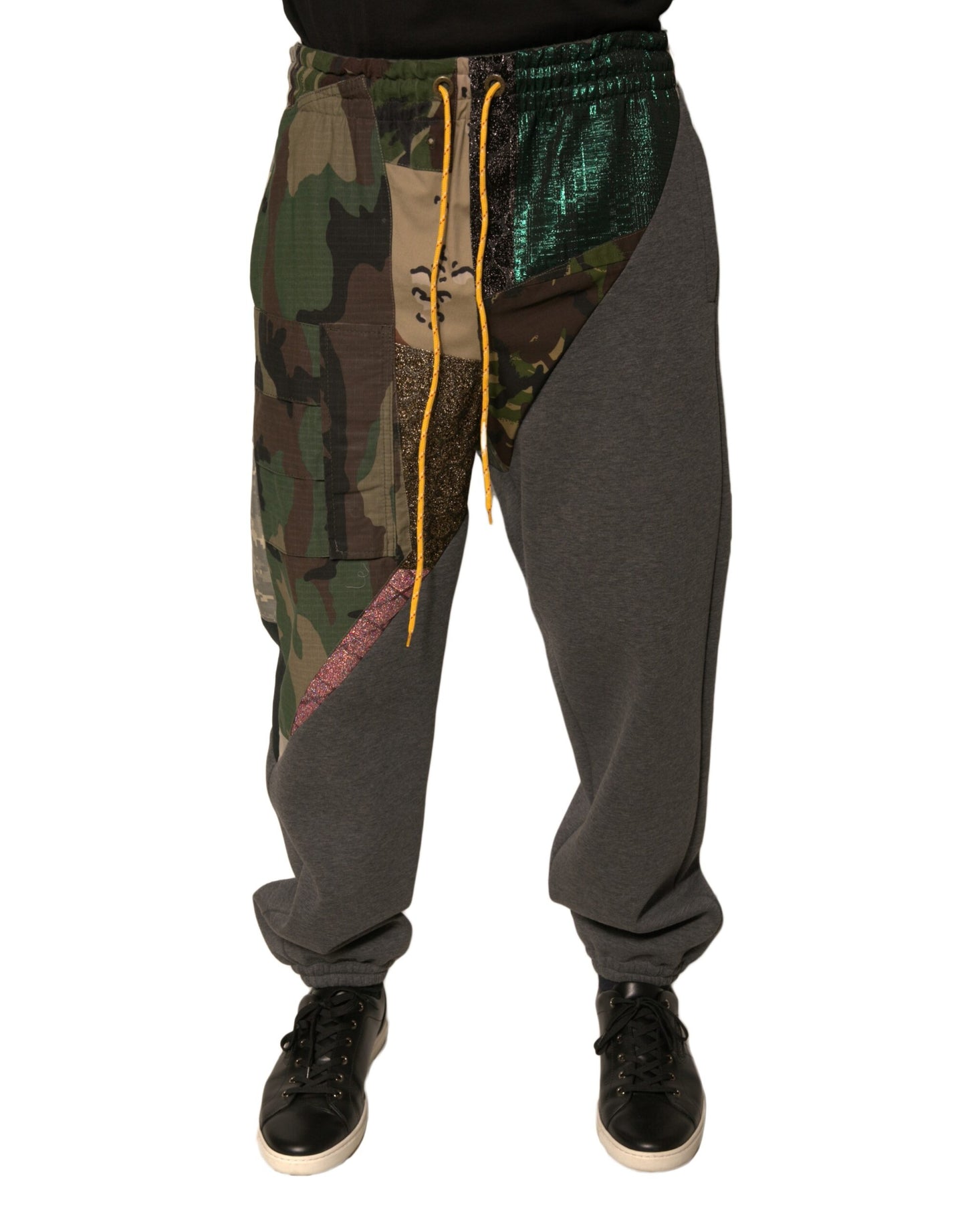 Multicolor Patchwork Cotton Jogger Sweatpants Pants