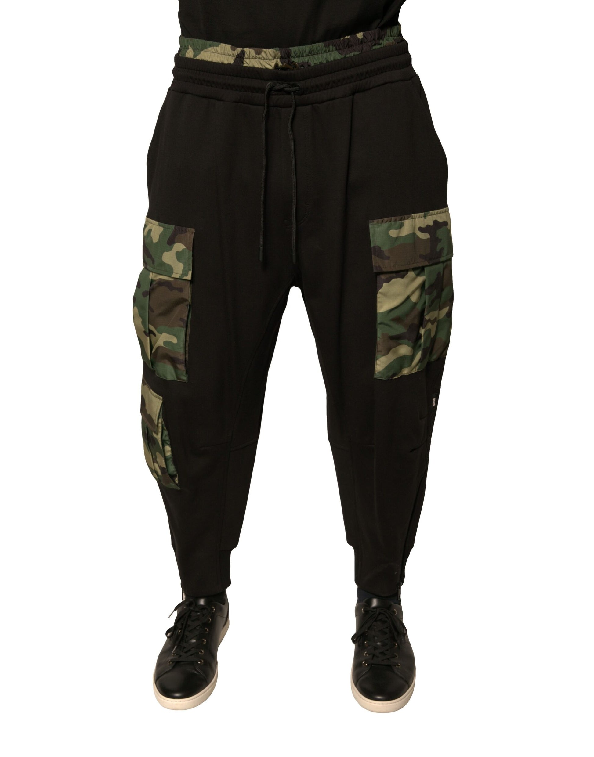 Black Camouflage Cotton Jogger Cargo Pants