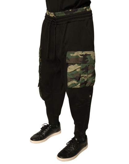 Black Camouflage Cotton Jogger Cargo Pants