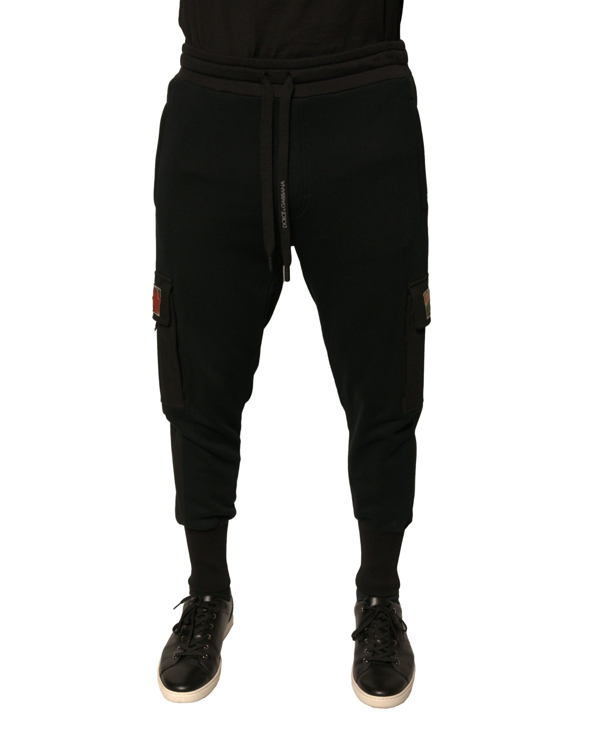 Black Cotton Jogger Cargo Sweatpants Pants