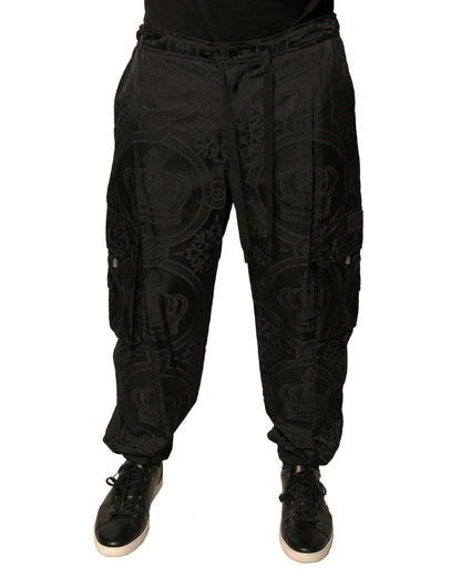 Black Crown Nylon Jogger Sweatpants Pants