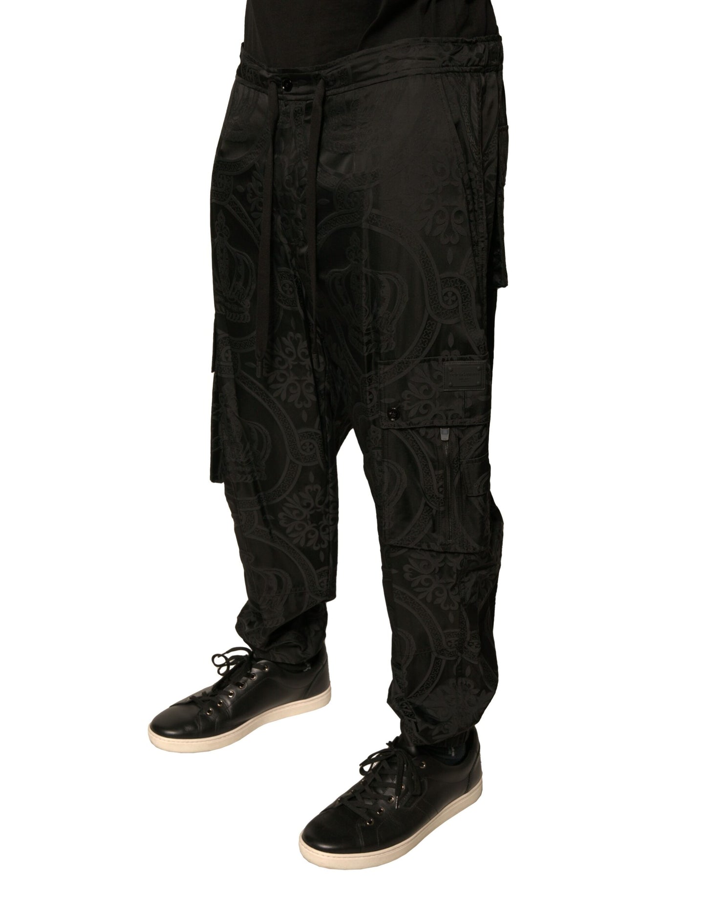 Black Crown Nylon Jogger Sweatpants Pants