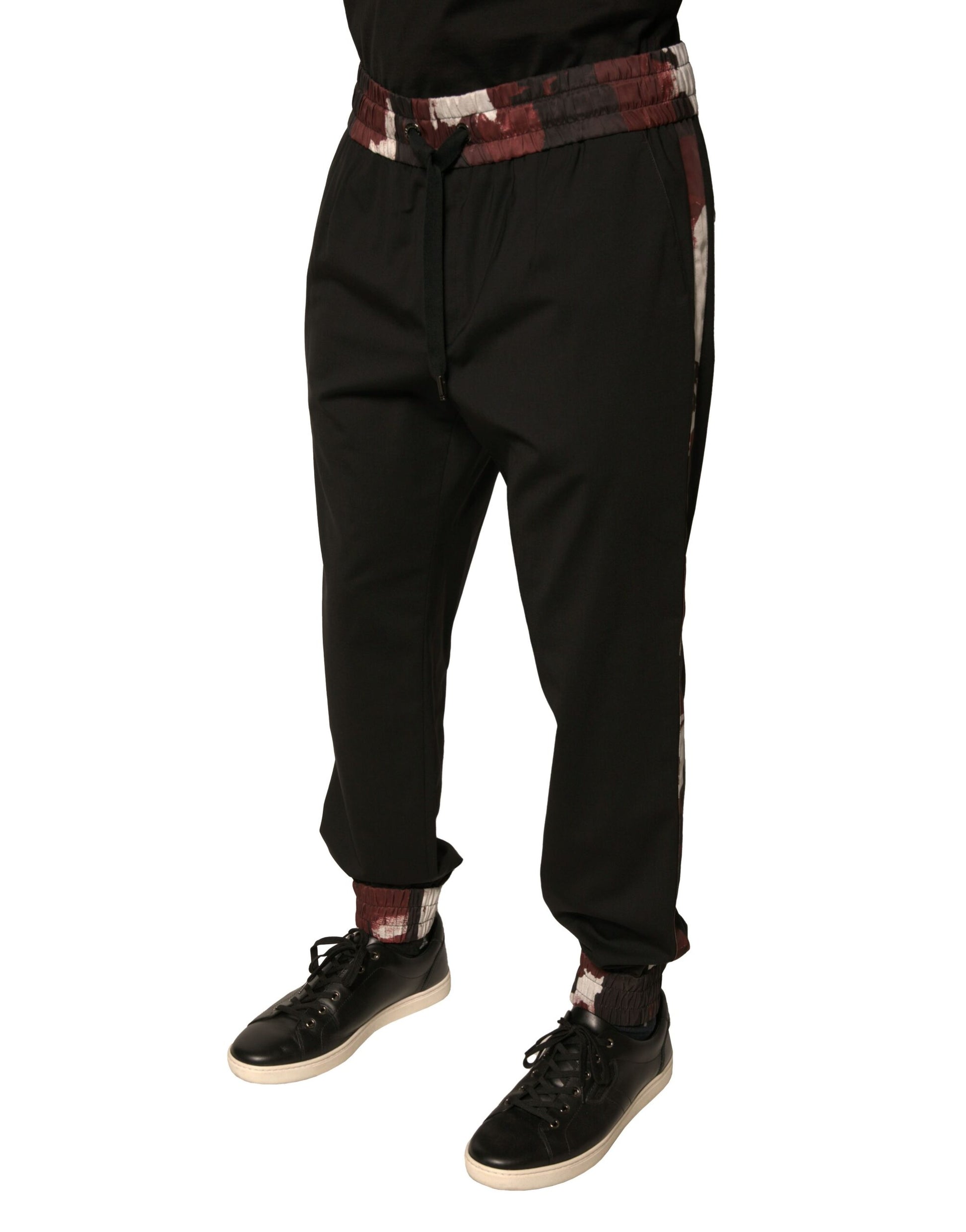 Black Camouflage Wool Jogger Sweatpants Pants