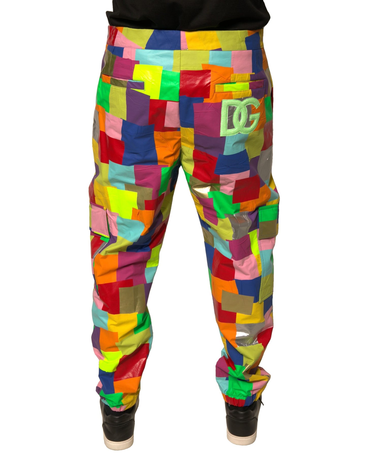 Multicolor Cotton Patchwork Men Cargo Pants