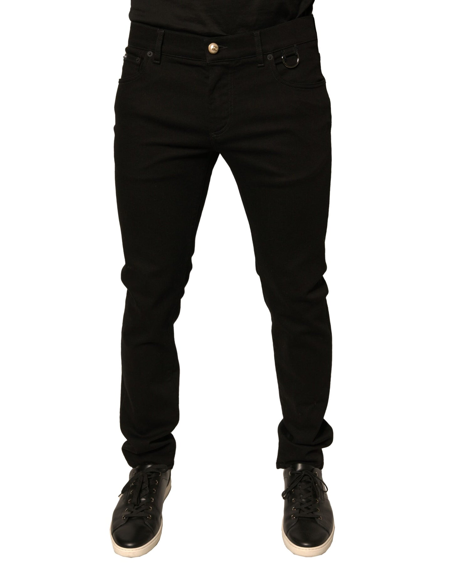 Black Logo Cotton Stretch Skinny Denim Jeans