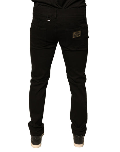 Black Logo Cotton Stretch Skinny Denim Jeans