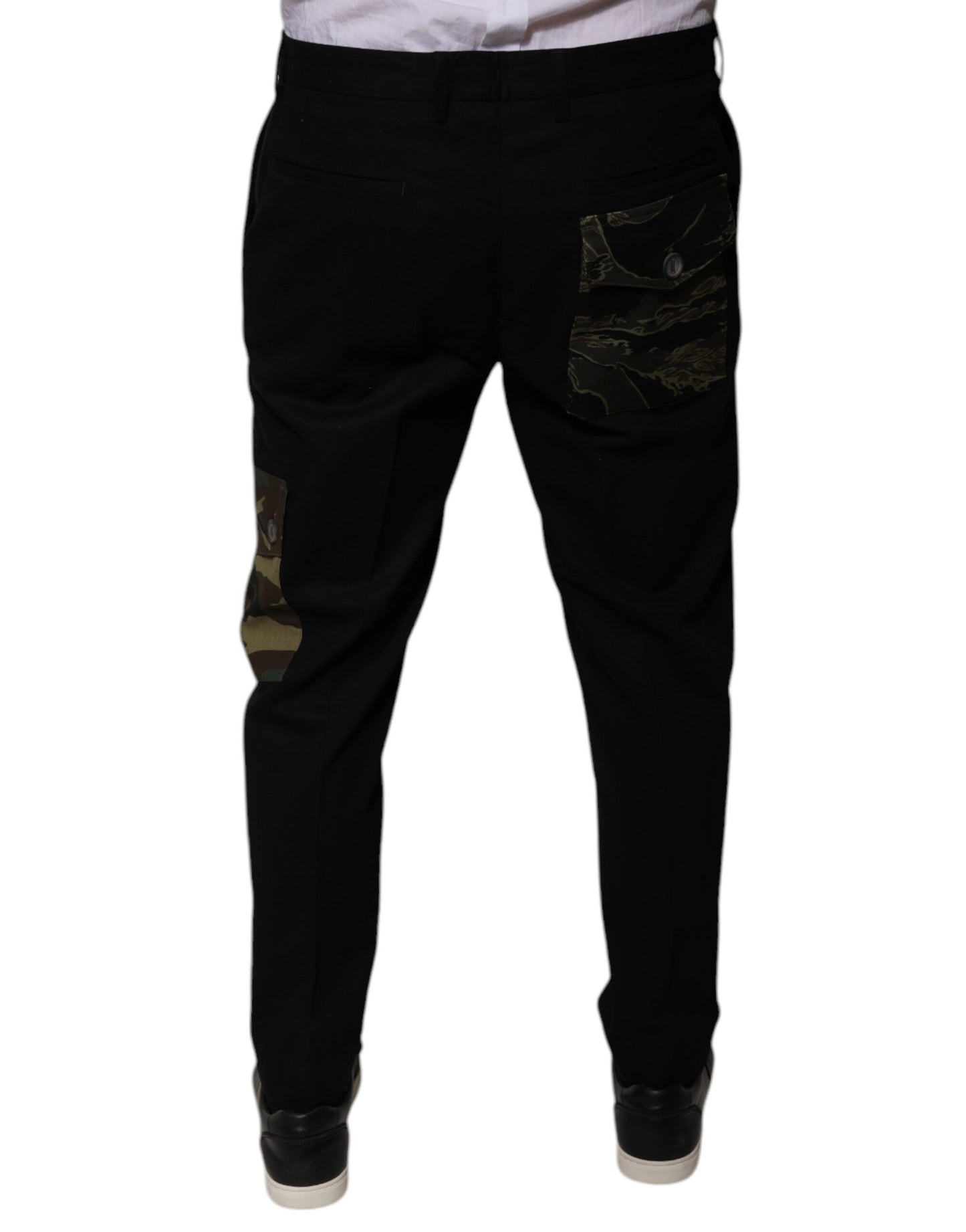 Black Cotton Men Cargo Casual Pants