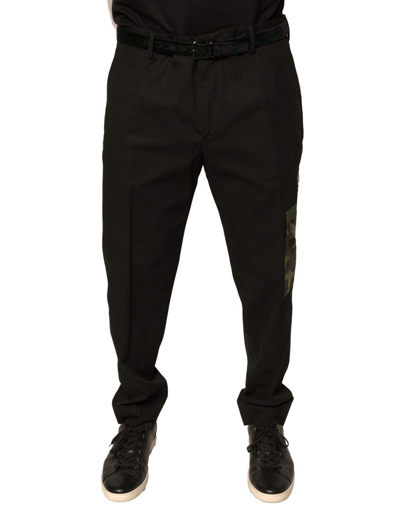 Black Cotton Men Cargo Casual Pants