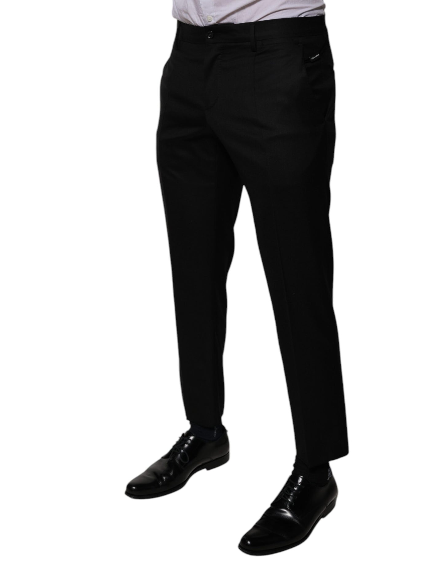 Black Wool Tapered Formal Dress Pants