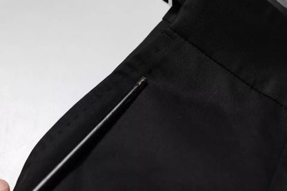 Black Cotton Tapered Formal Dress Pants