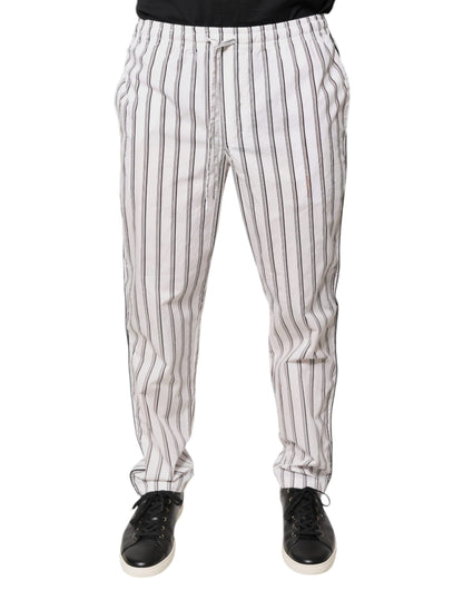 White Stripes Cotton Skinny Dress Pants