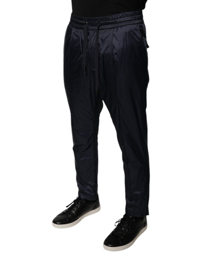 Dark Blue Cotton Skinny Sweatpants Pants