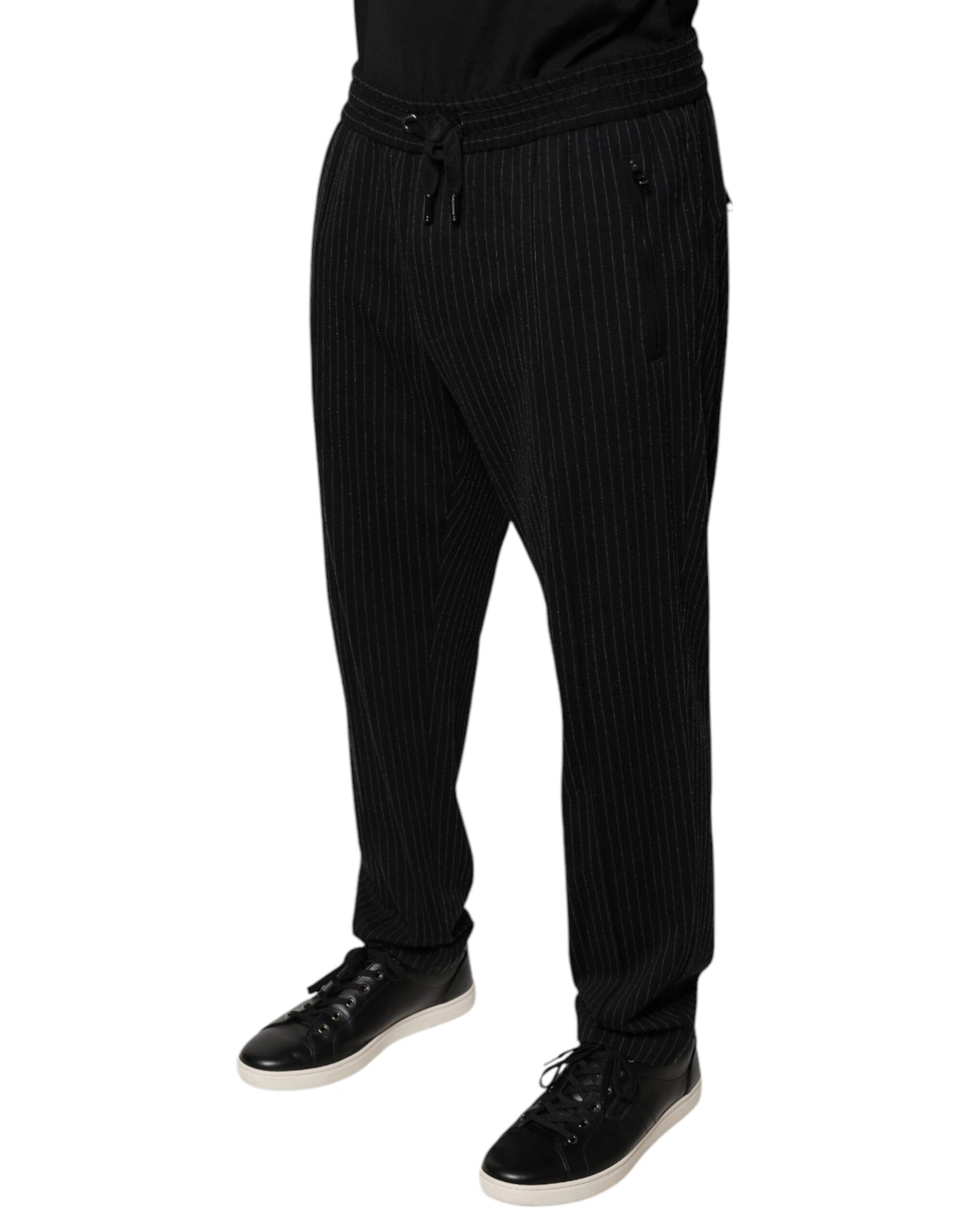 Black Stripes Viscose Skinny Dress Pants