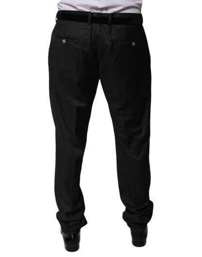 Black Wool Tapered Formal Dress Pants