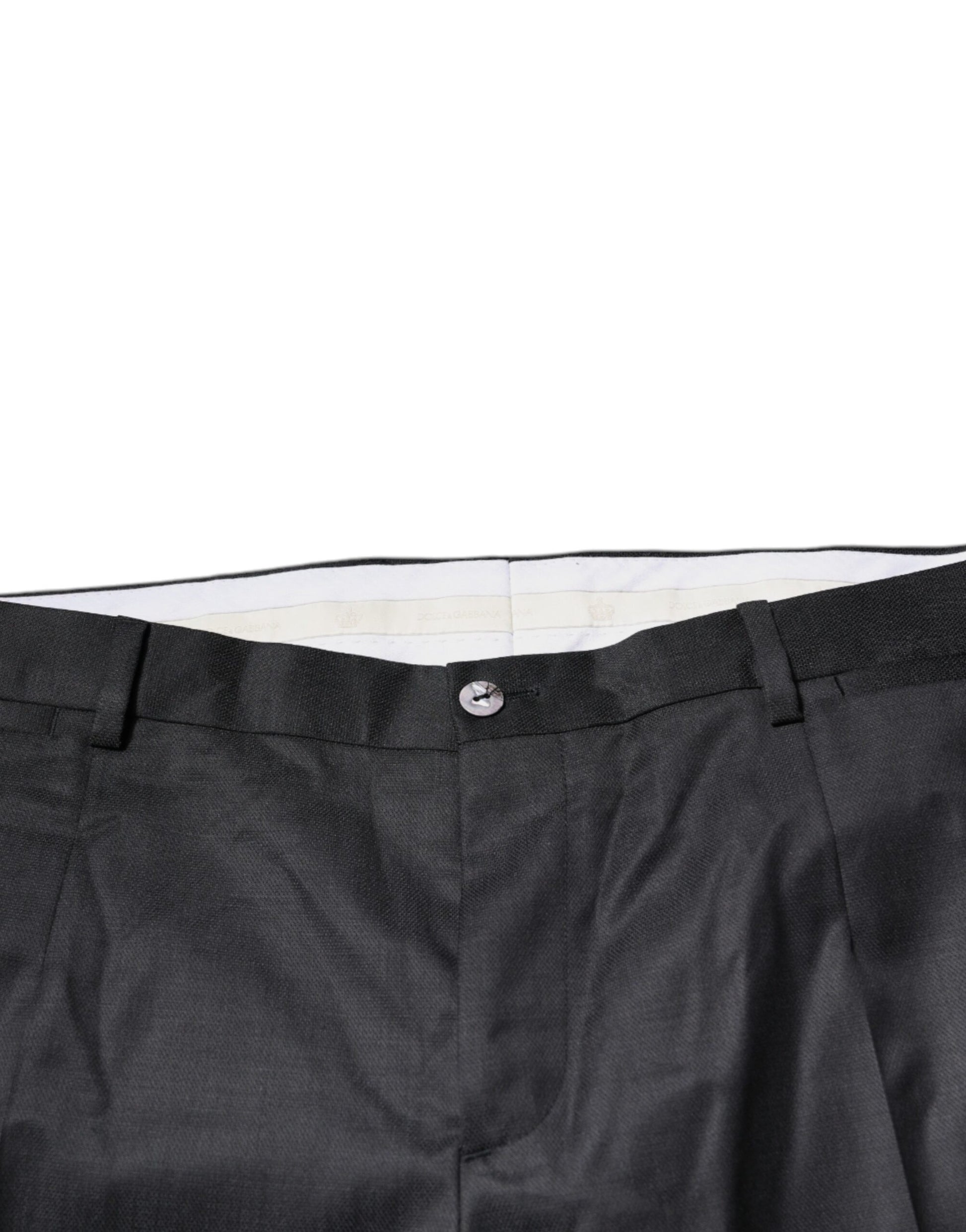 Black Wool Tapered Formal Dress Pants