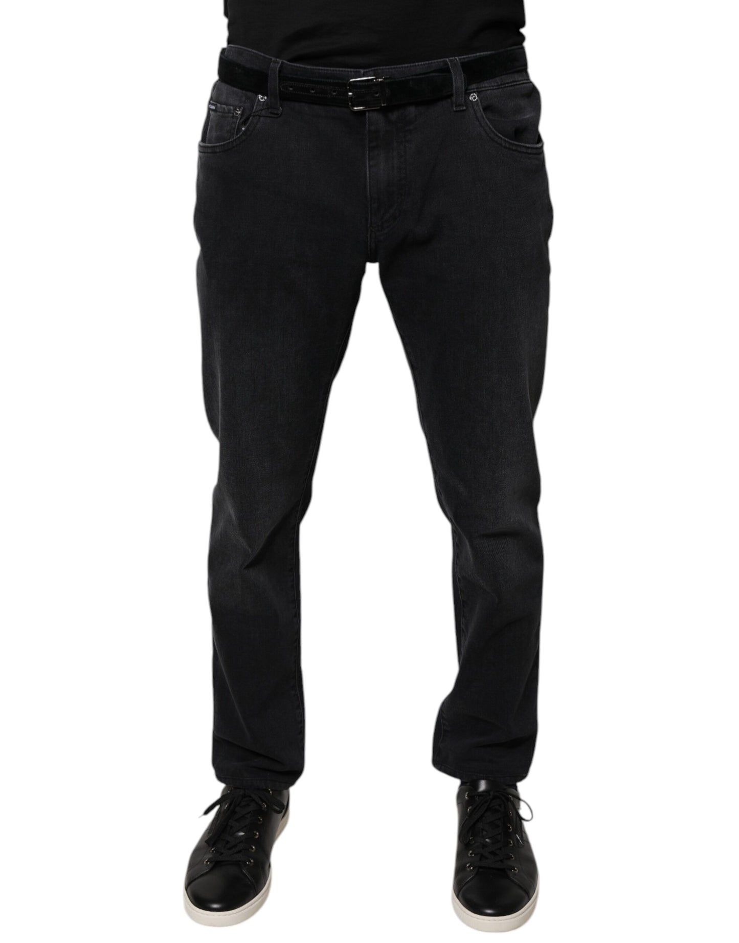 Black Logo Cotton Stretch Skinny Denim Jeans