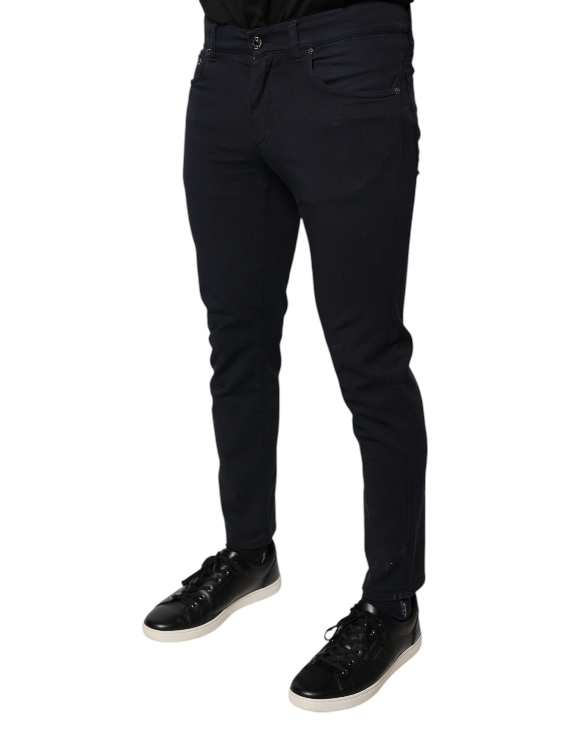 Black Logo Cotton Stretch Skinny Denim Jeans