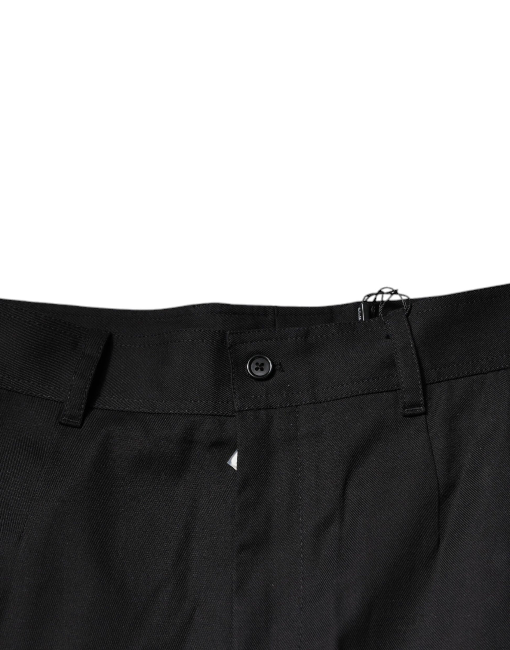 Black Cotton Cargo Tapered Pants