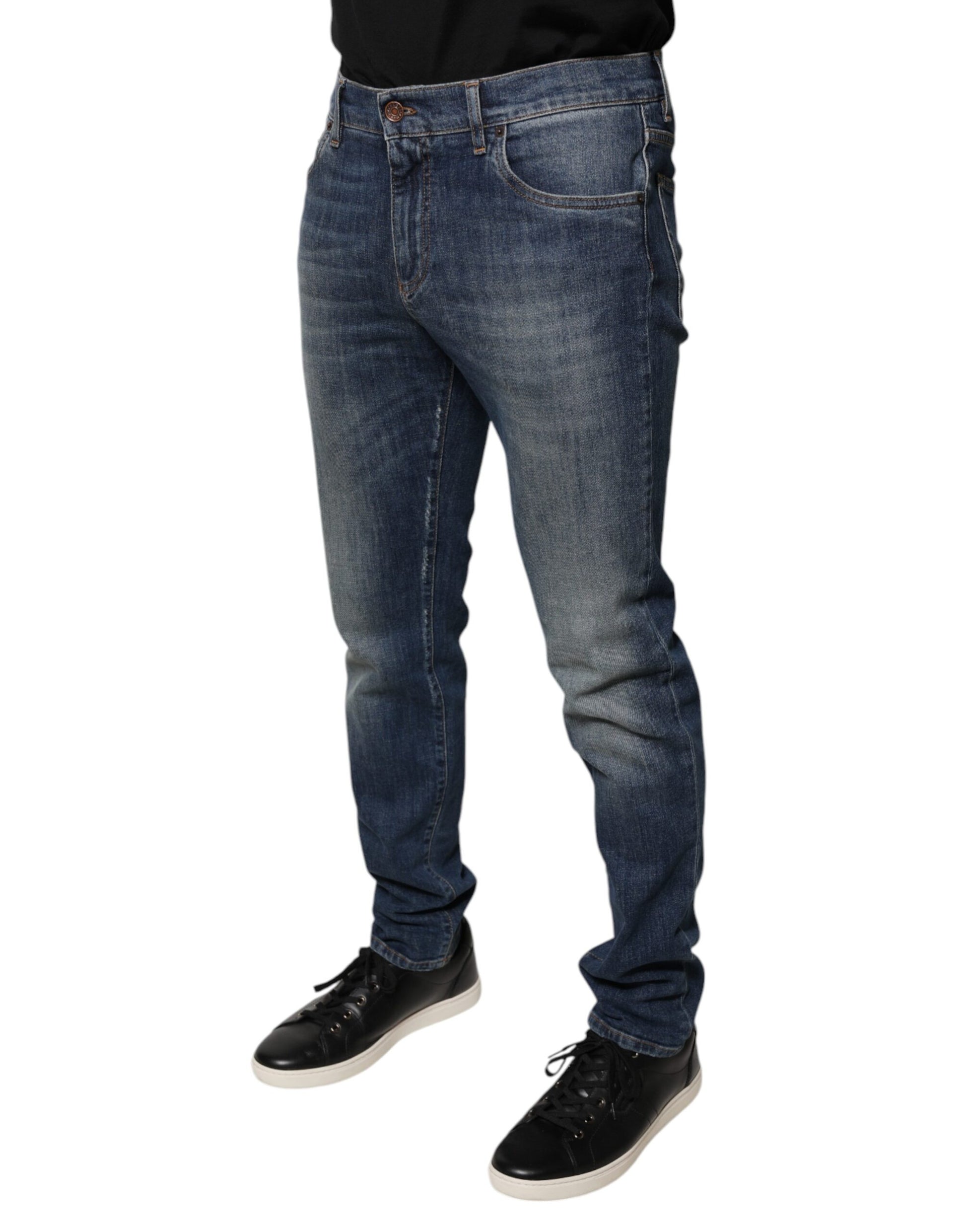 Blue DG Crown Logo Cotton Skinny Denim Jeans