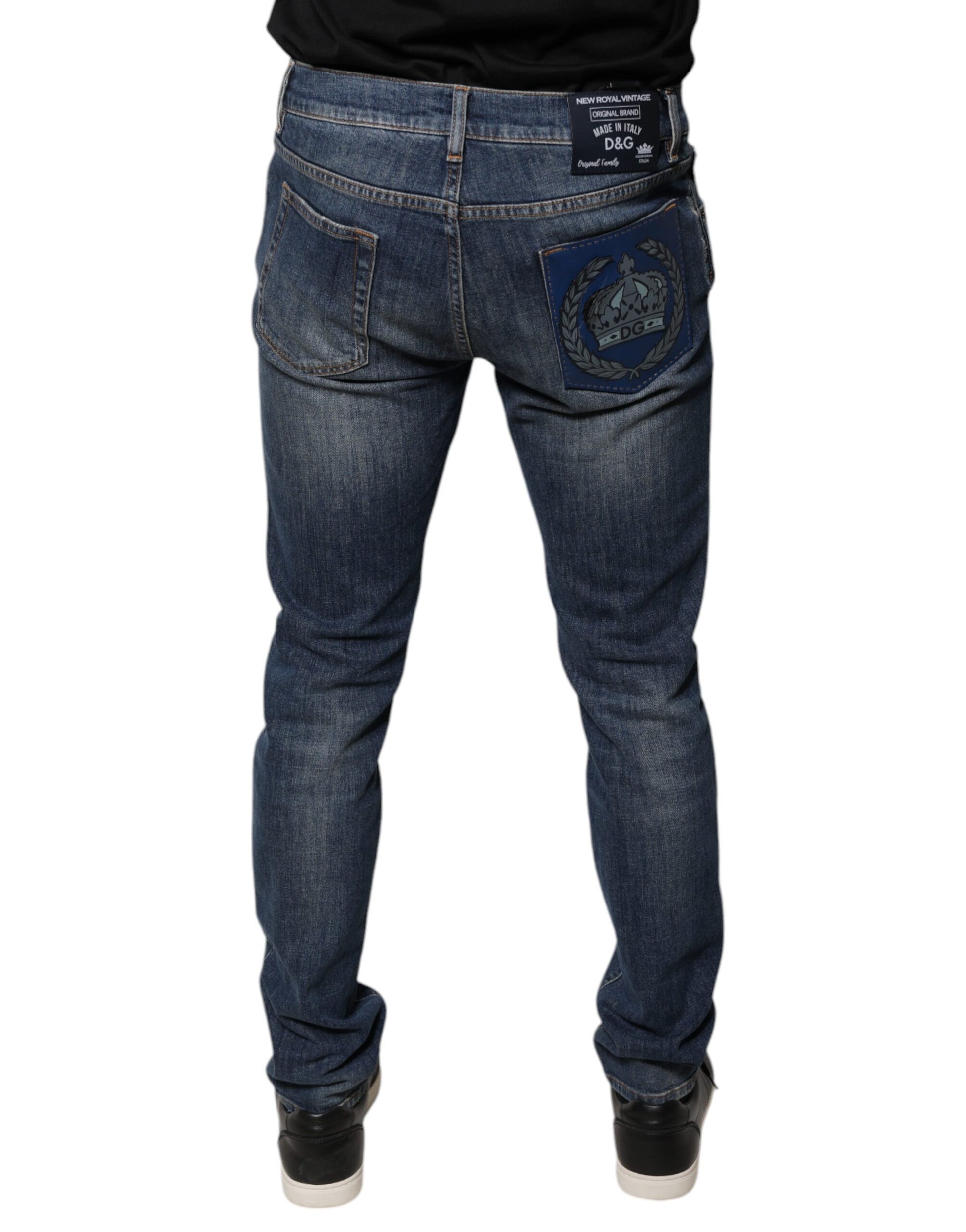 Blue DG Crown Logo Cotton Skinny Denim Jeans