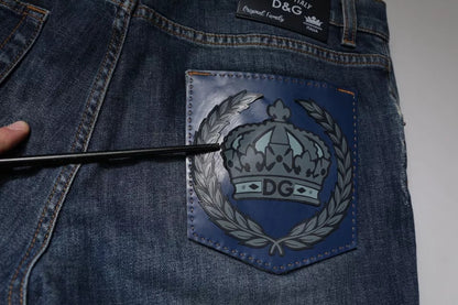 Blue DG Crown Logo Cotton Skinny Denim Jeans