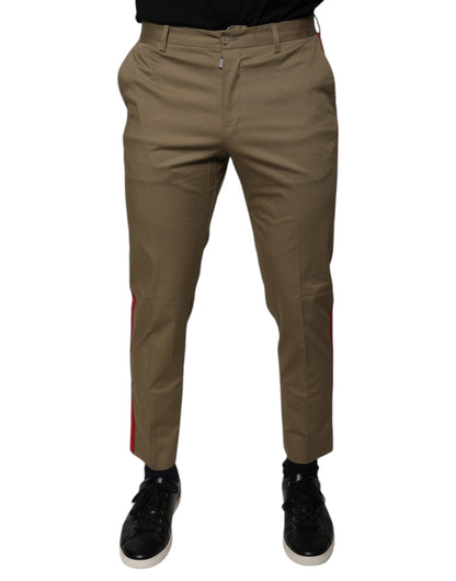 Brown Logo Men Casual Tapered Pants