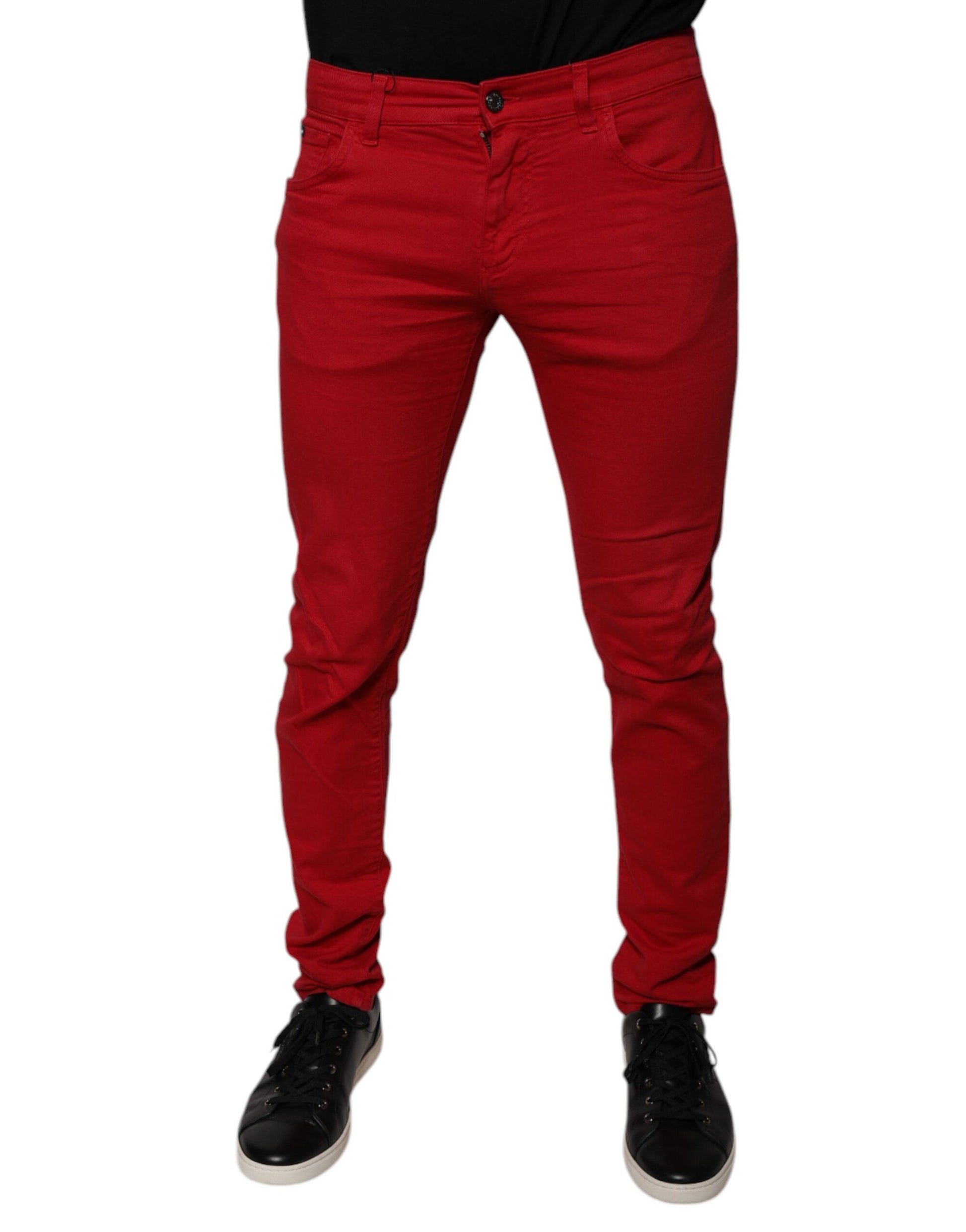 Red Crown Logo Cotton Skinny Denim Jeans